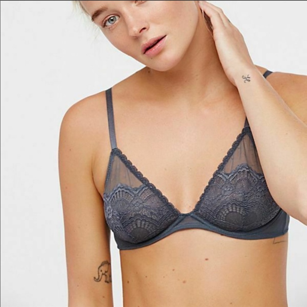 Free people lace triangle bra in storm